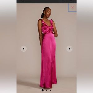 Pink floor length ruffle gown
